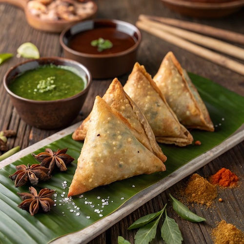 traditional vegetarian samosas